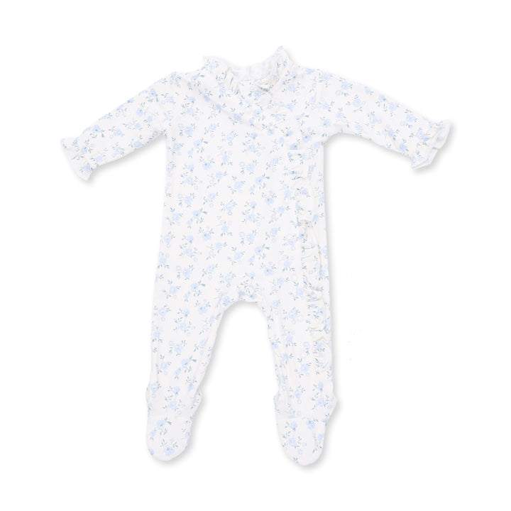 Blue Ditsy Floral Ruffle Footie
