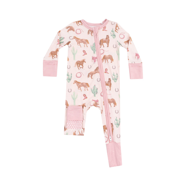 Western Horses Printed Zipper Romper Girl