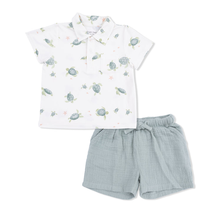 Sea Turtle Bamboo & Muslin Short Set Boy