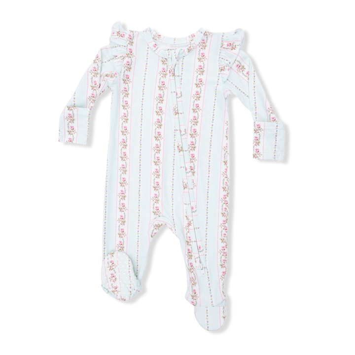Antoinette Floral Stripe 2 Way Zip Footie