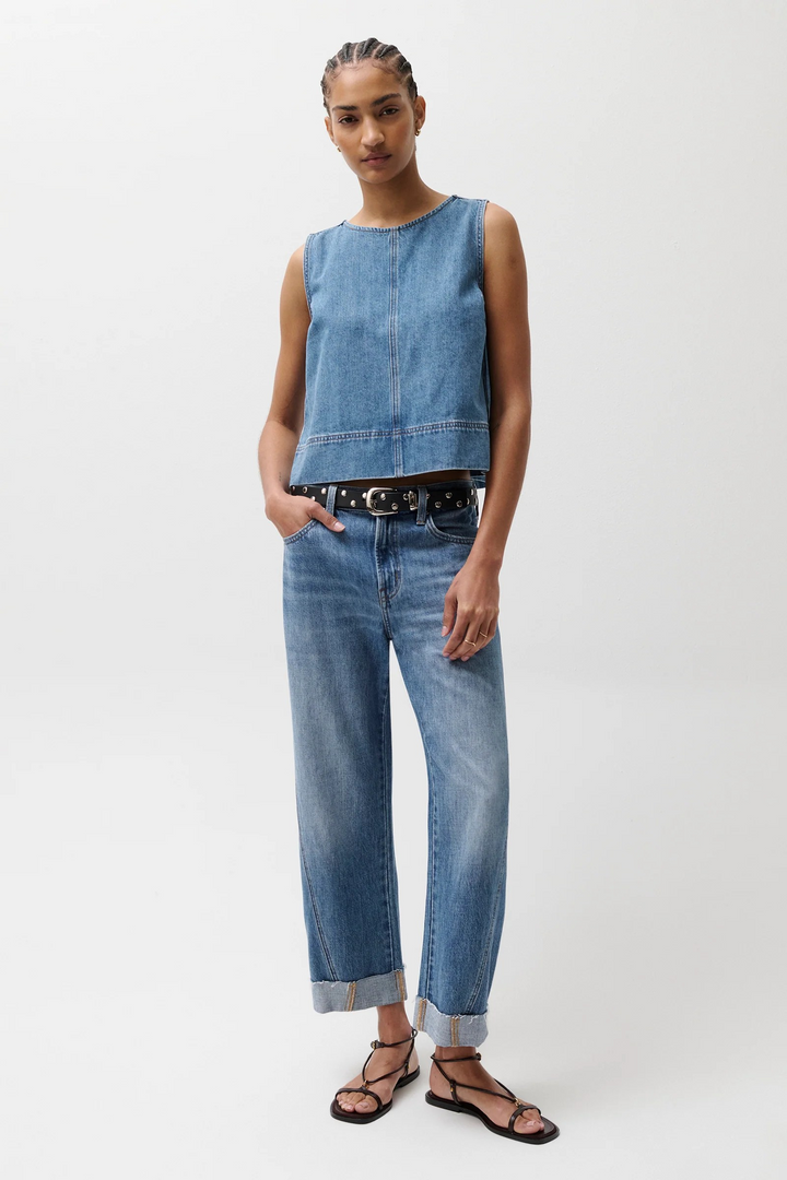 Kacey Mid Rise Cuffed Boyfriend Jean Laguna