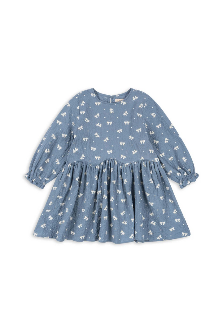 Vida Bow Boucle Dress in Blue