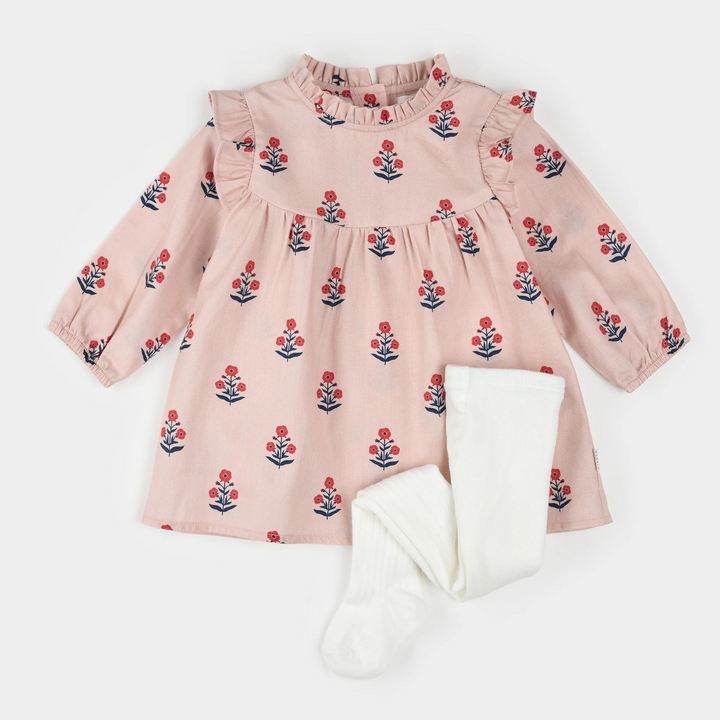 Poppy Print Dress with Tights