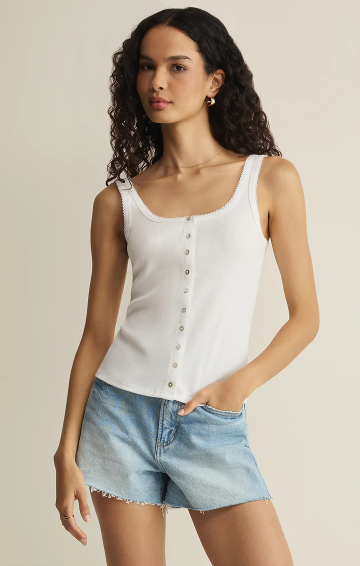 Niko Scallop Rib Tank in White