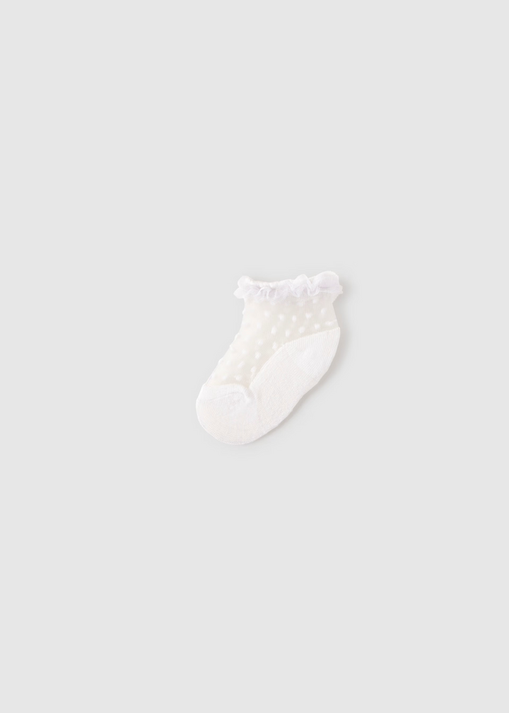 Infant Tulle Dot Socks White 9056