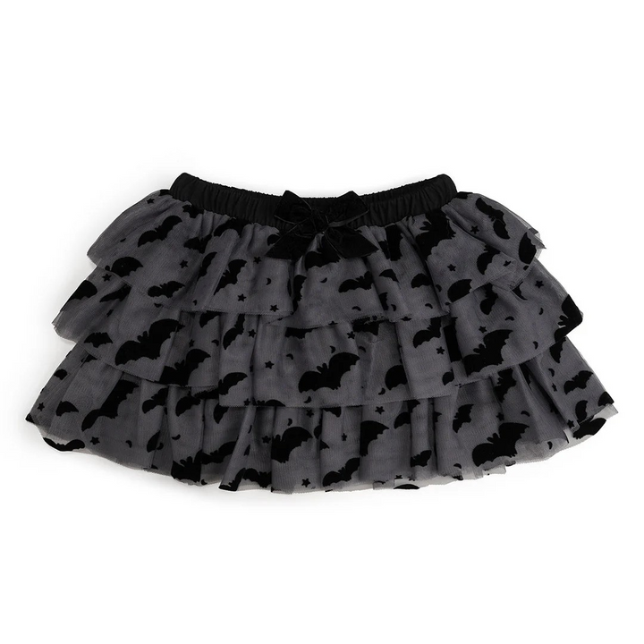 Flocked Bat Tiered Halloween Tutu