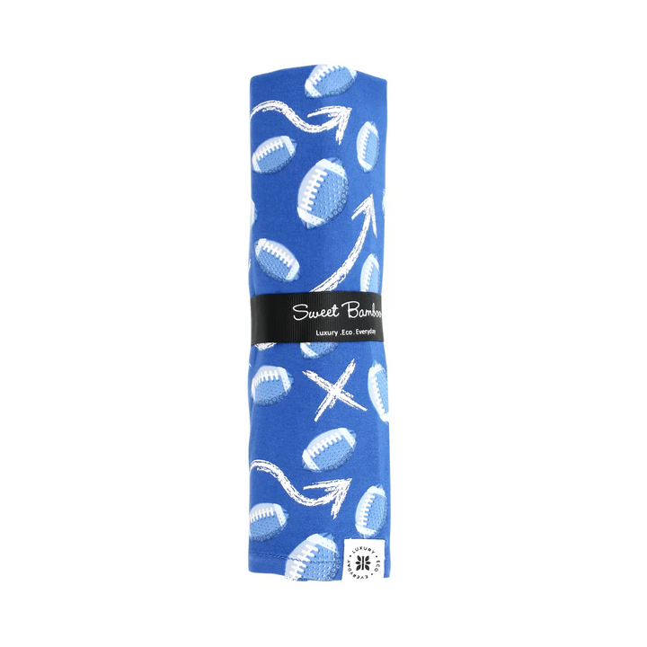 SWB Allen Blue Football Bamboo Swaddle Blanket