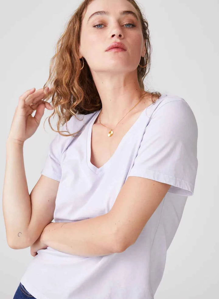STA Cloud Jersey Deep V Neck Tee Lavender