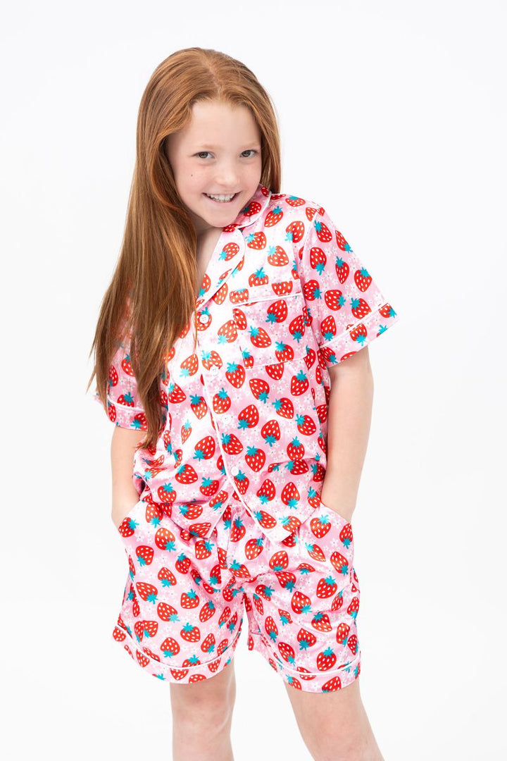 Strawberry Satin Printed PJ Set