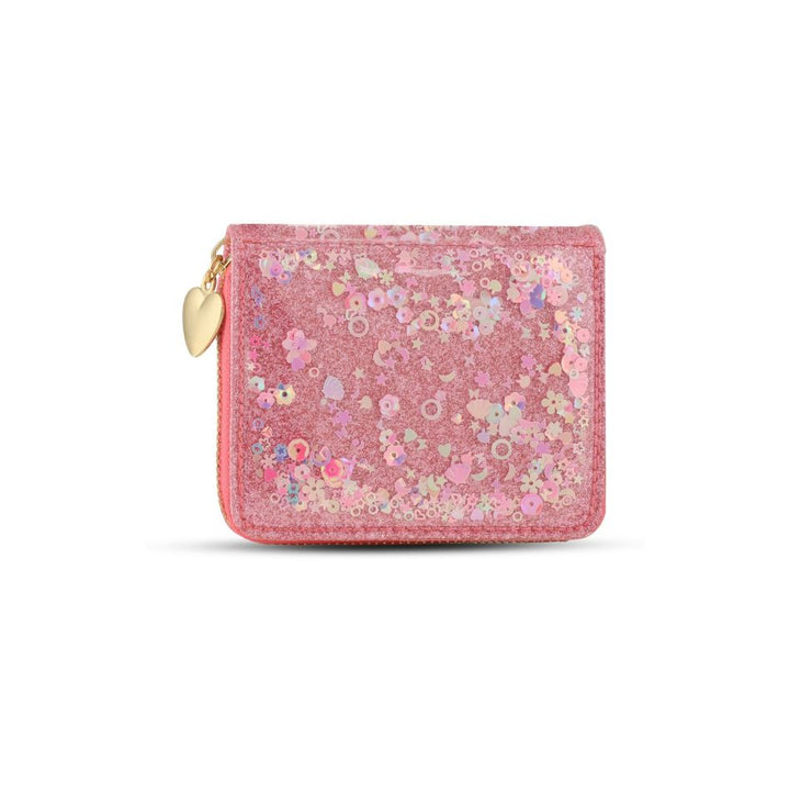 CAR Glitter Hot Pink Flower jelly wallet for girls by Carrying Kind"
