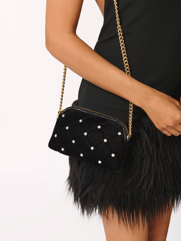 Aimee Shoulder Bag in Velvet & Pearl