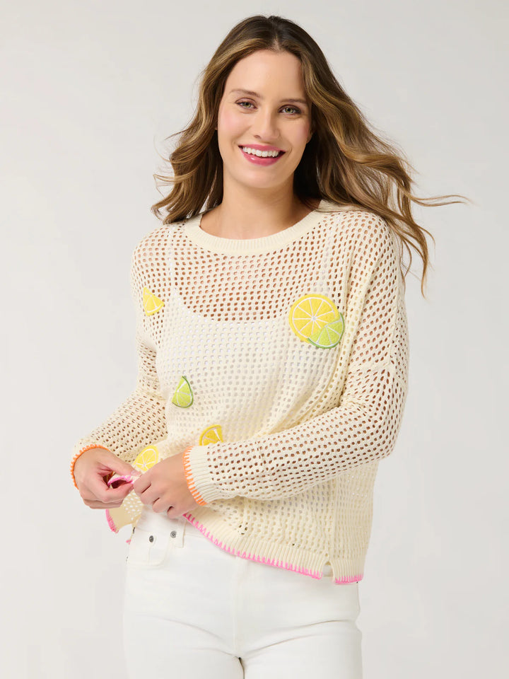 Mesh Citrus Lemon Summer Sweater