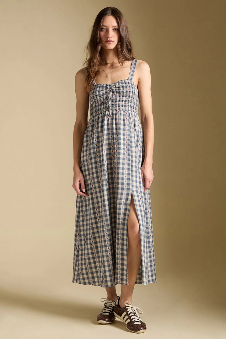 Harisyn Midi Dress in Indigo Gingham