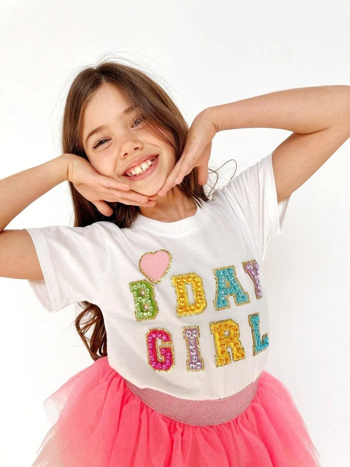Birthday Girl Gem Tee Shirt White