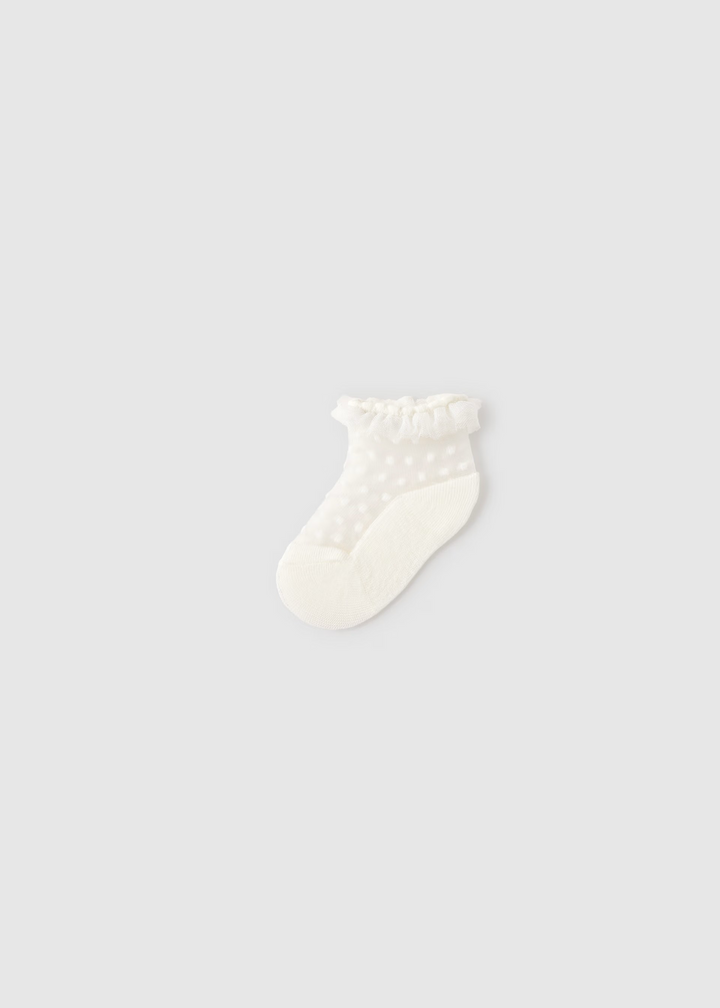 Infant Tulle Dot Socks Ivory 9056