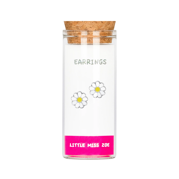 LMZ Daisy Stud Earrings in Glass Bottle