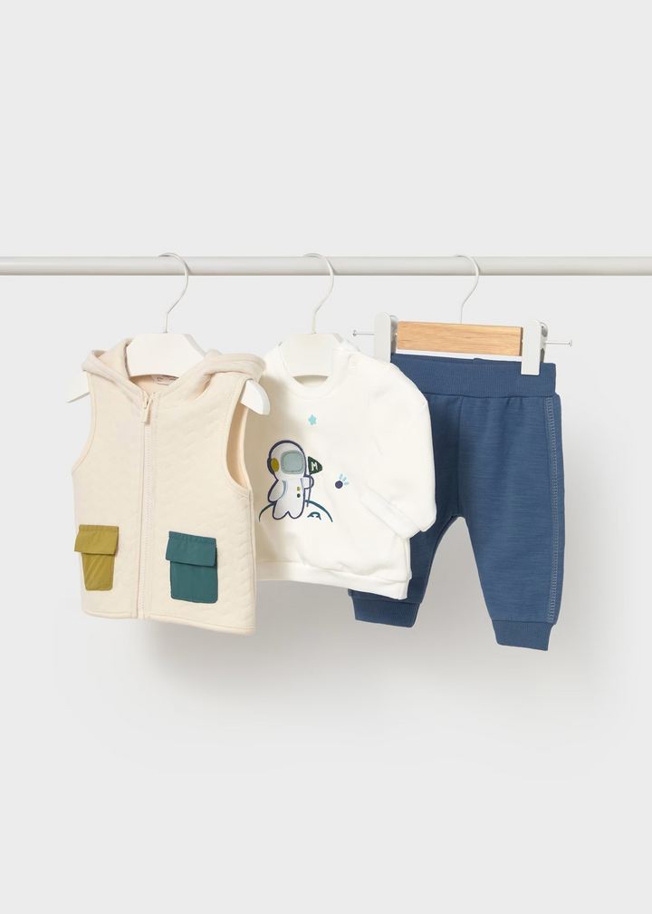 3 PC Track Vest Set Boy Astronaut Tee