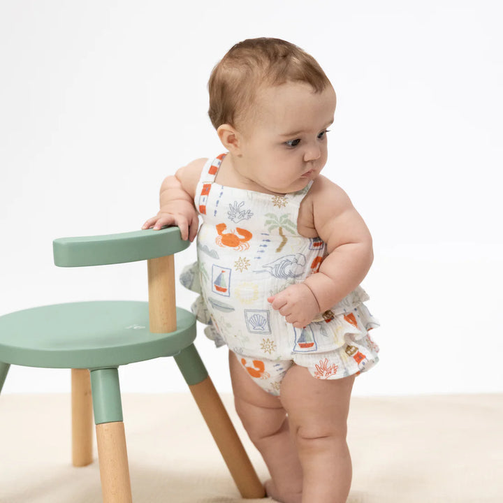 Club Mediterranean Ruffle Muslin Sunsuit