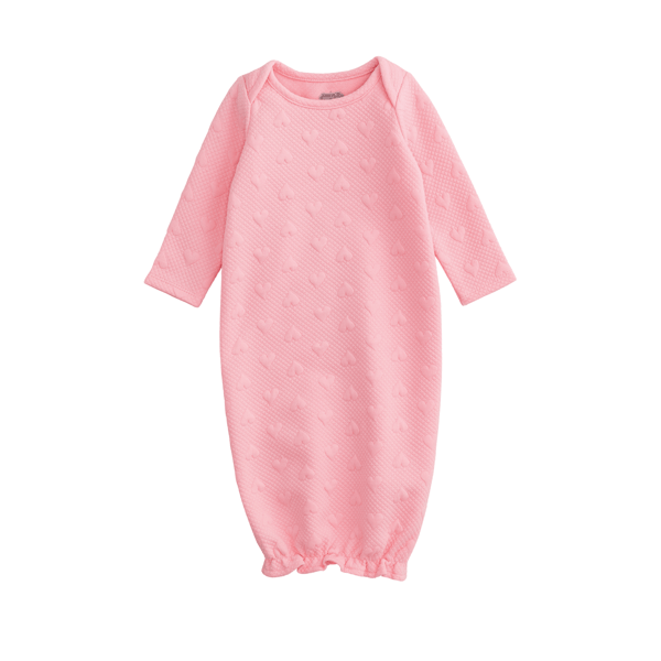 Quilted Heart Gown in Pink 0/3M
