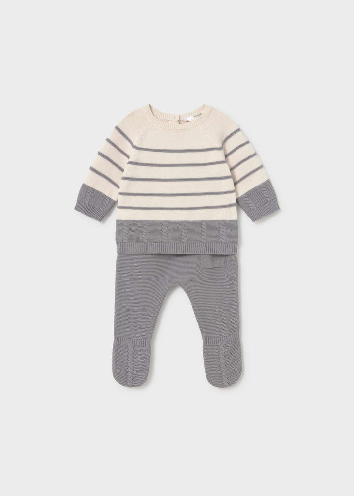 Mayoral Striped Knit Top & Footed Pants Set, color 065