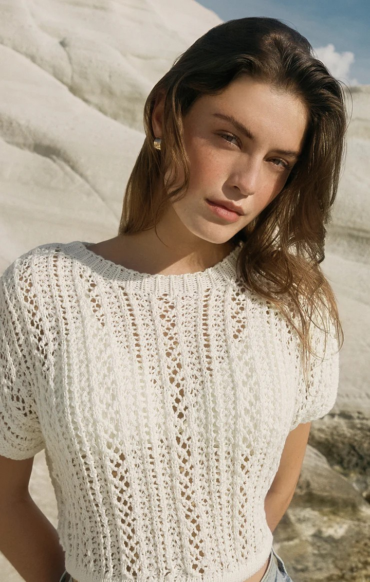 Ballast Crocheted Sweater Top in White
