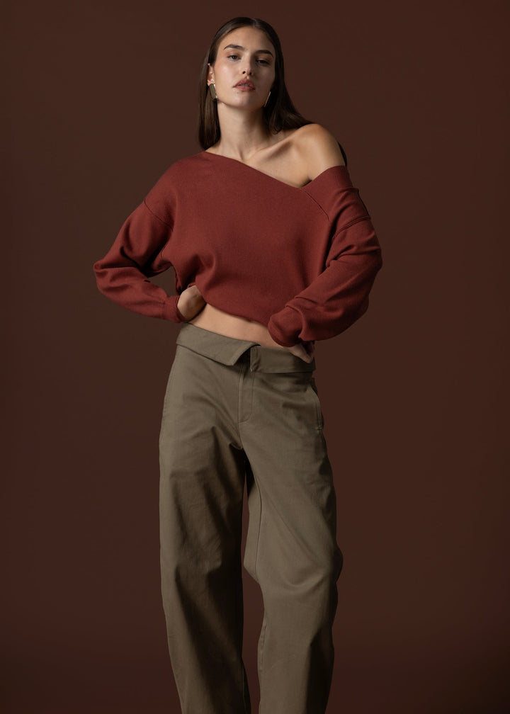 Line & Dot Favorite Off Shoulder Sweater in Rust - view 1