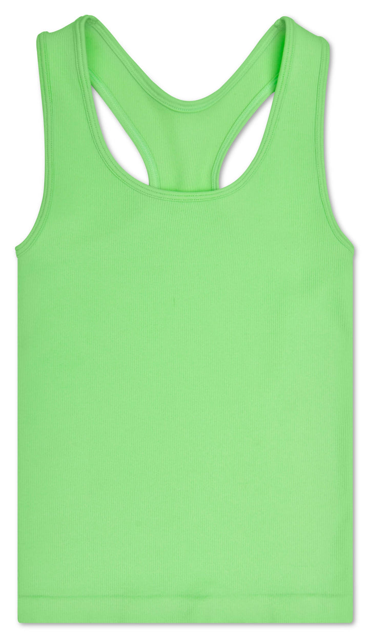 APPLE GREEN RIBBED RACERBACK TANK TOP
