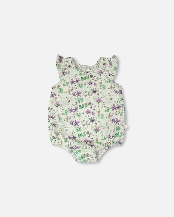 DPD Green Floral Knit Romper
