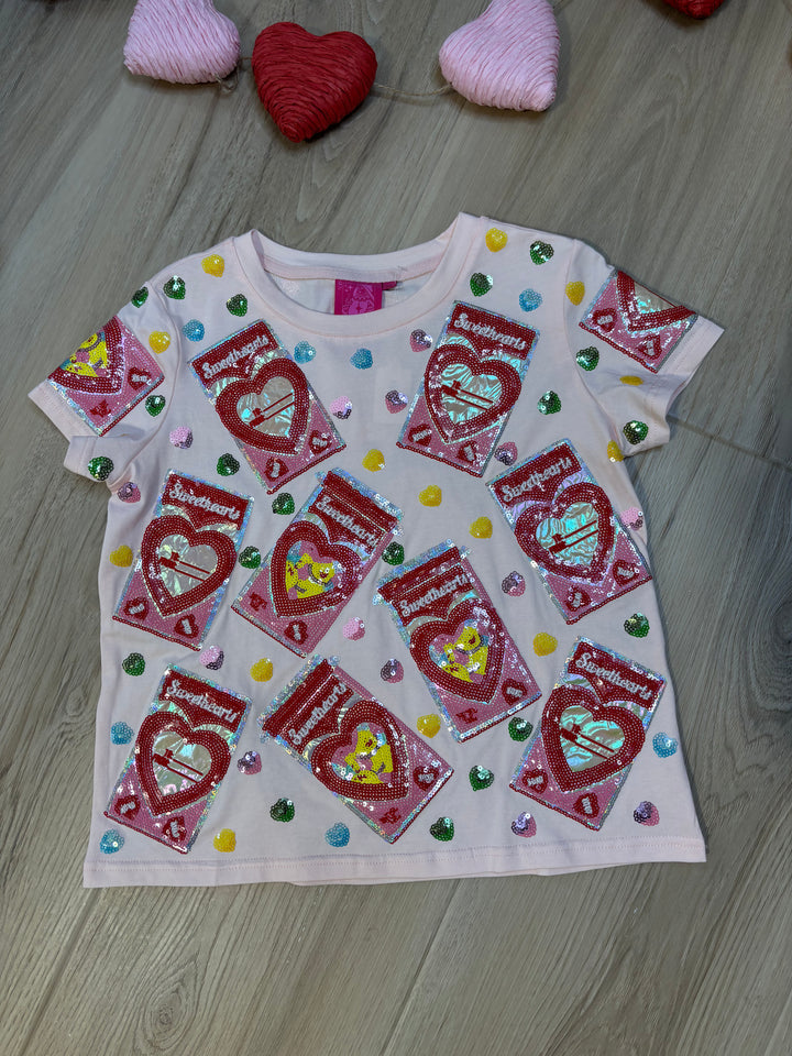 QOS Tween Sweetheart Boxes Tee with Sequins