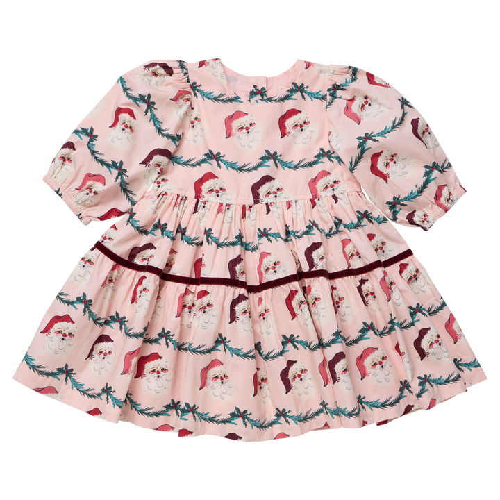 Pink Chicken Girls Maribelle Dress - Santa Garland - front view