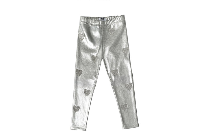 Silver Heart Patch Leggings