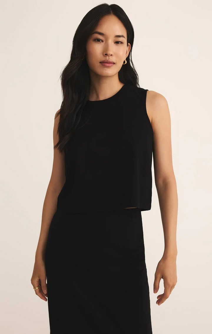 Sloane Jersey Muscle Tank in True Black