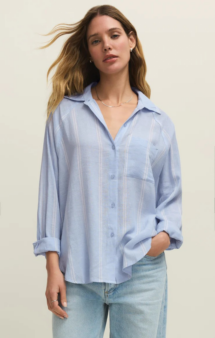 The Perfect Striped Top in Blue Light