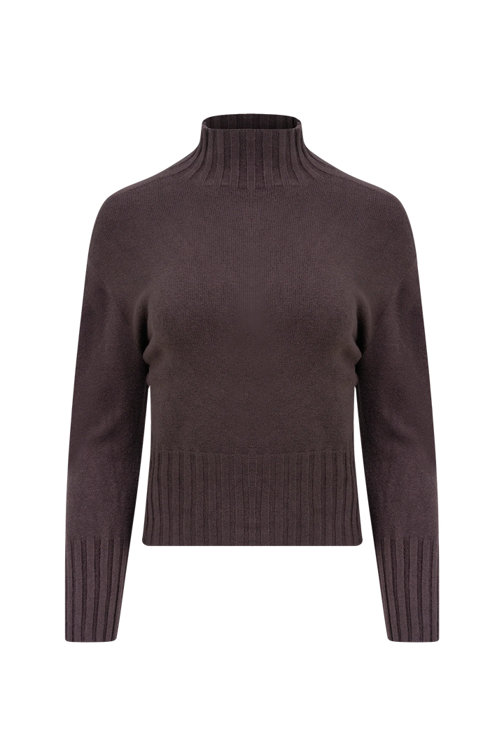 Coco Brown Mock Neck Sweater