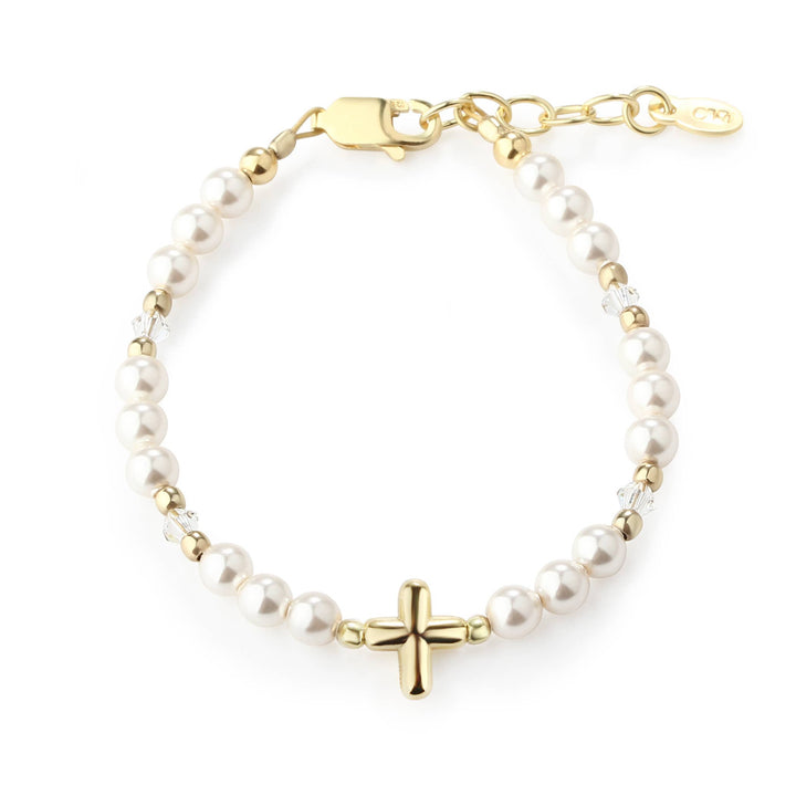 14K Gold-Plated Baby Cross Bracelet Baptism & Communion Gif