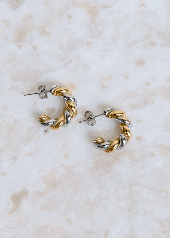 Taya Twisted Hoops: Mixed Metal