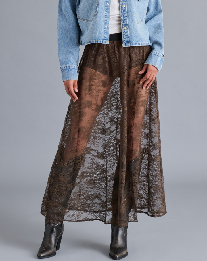 Gisela Lace Skirt in Dark Espresso
