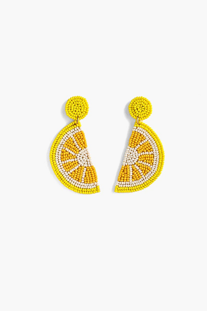 AMB Lemon Beaded Earrings