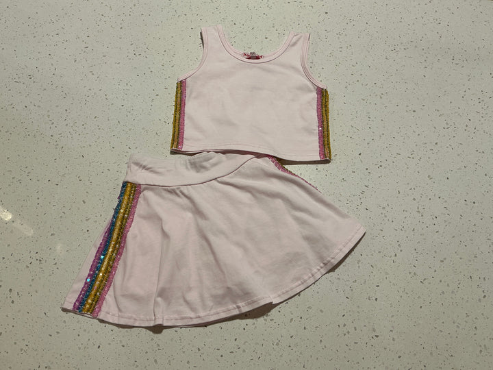 Pink Tennis Set with Rainbow Side