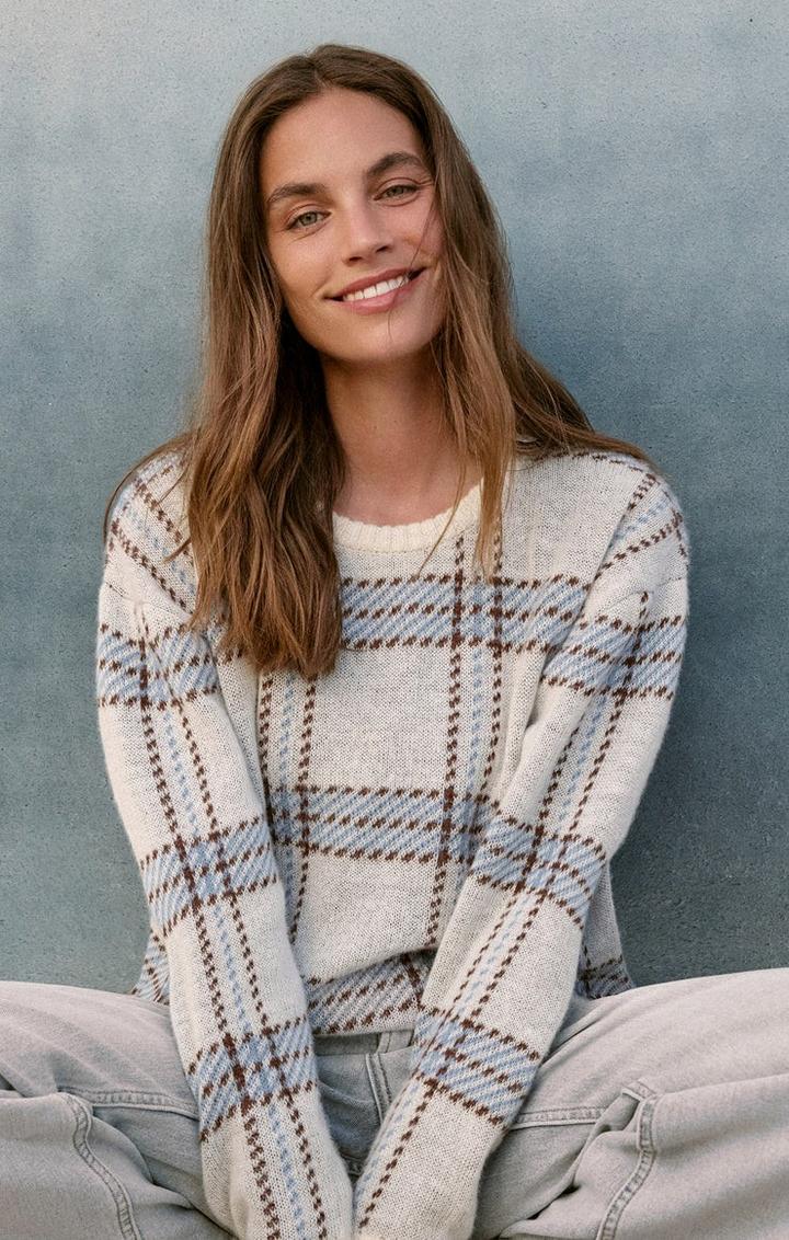 Junction Plaid Sweater in Blue Natural