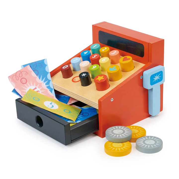 Cash Register Till Wooden Toy Set