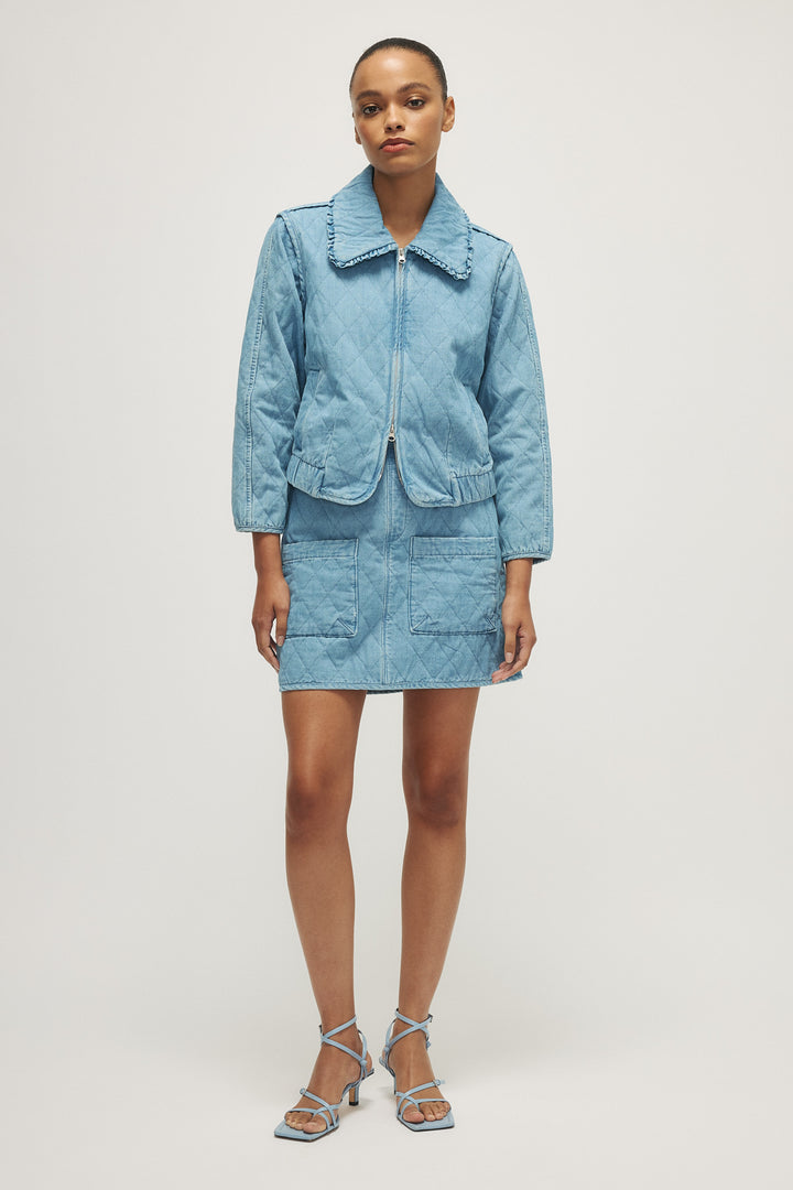 Calli Denim Quilted Jacket in Light Blue
