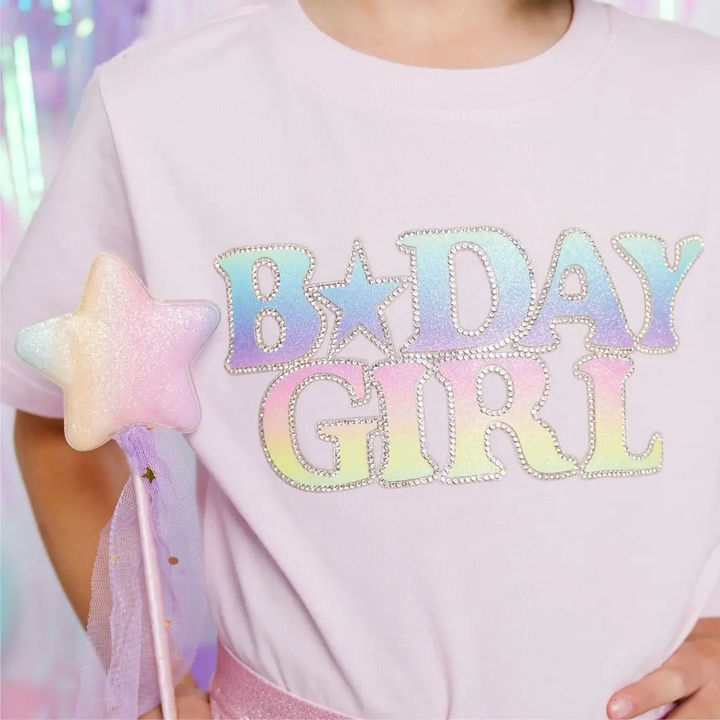 Birthday Girl Tee in Pastel Pink