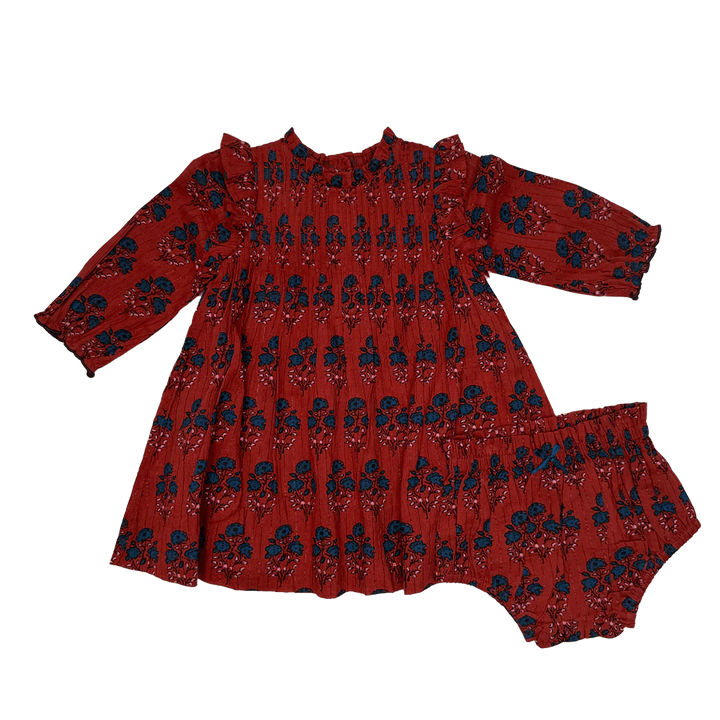 Jaipur Dress & Bloomer Set in Red Autumn