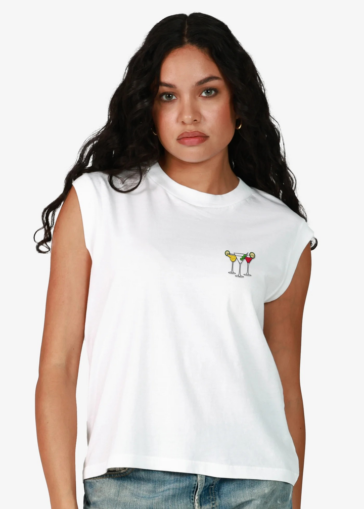 Cocktails Embroidered Tank
