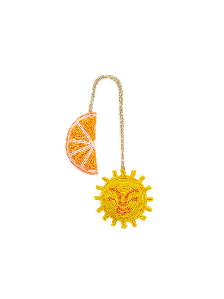 Bag Beaded Charm Sun & Orange
