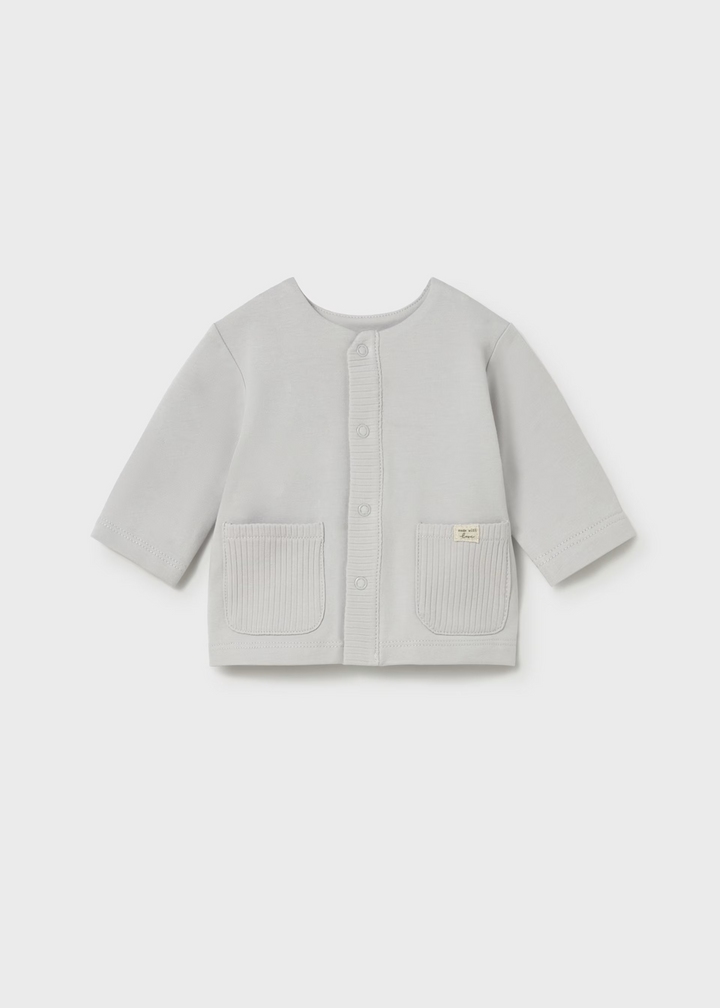 Grey Ribbed Knit Cardigan 1485