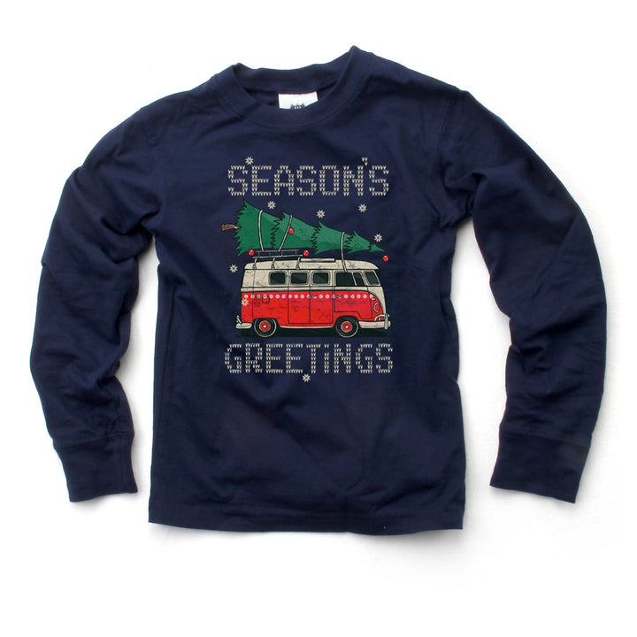 Season's Greetings Tree & Van Tee Navy