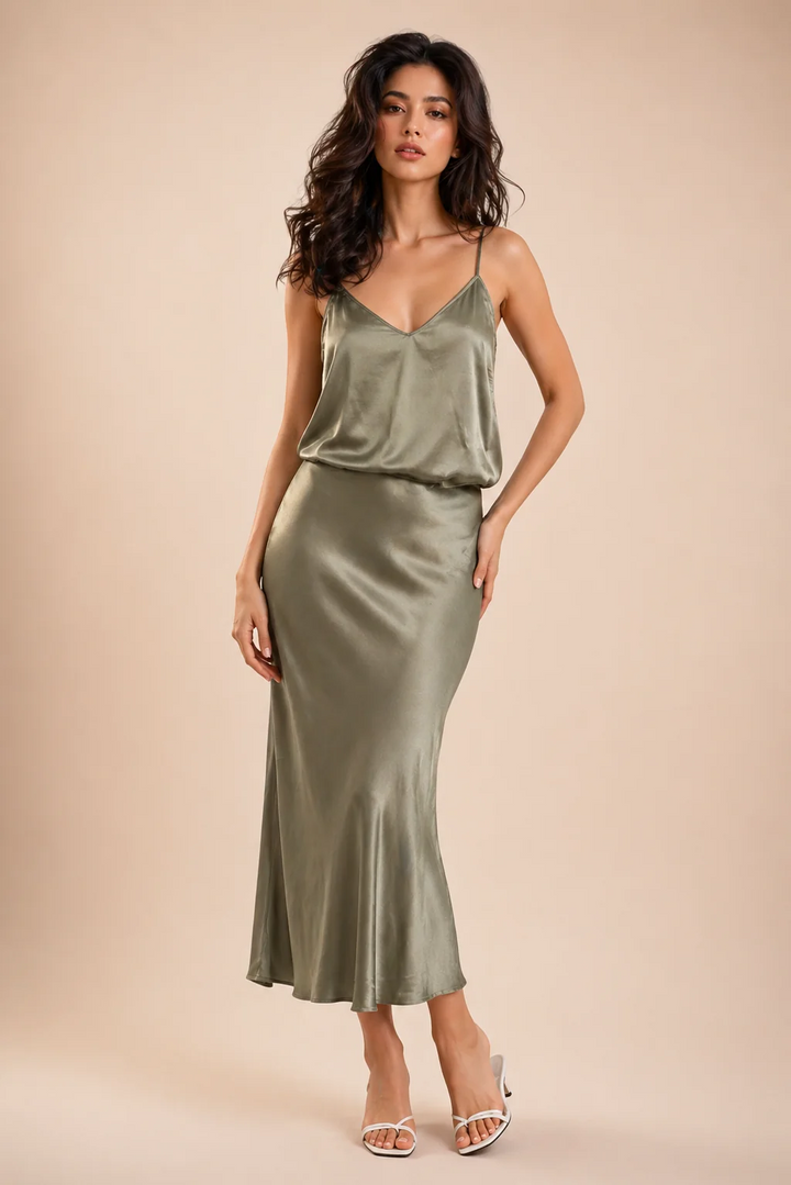 Bryce Top in Sage Satin