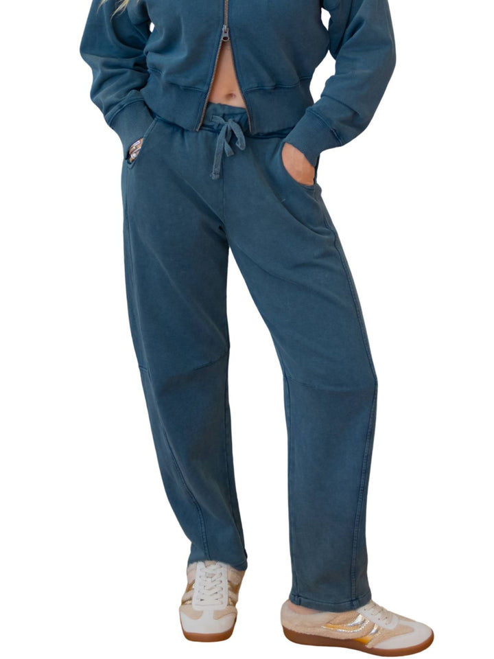 BOBI Barrel Leg Sweatpants in Navy